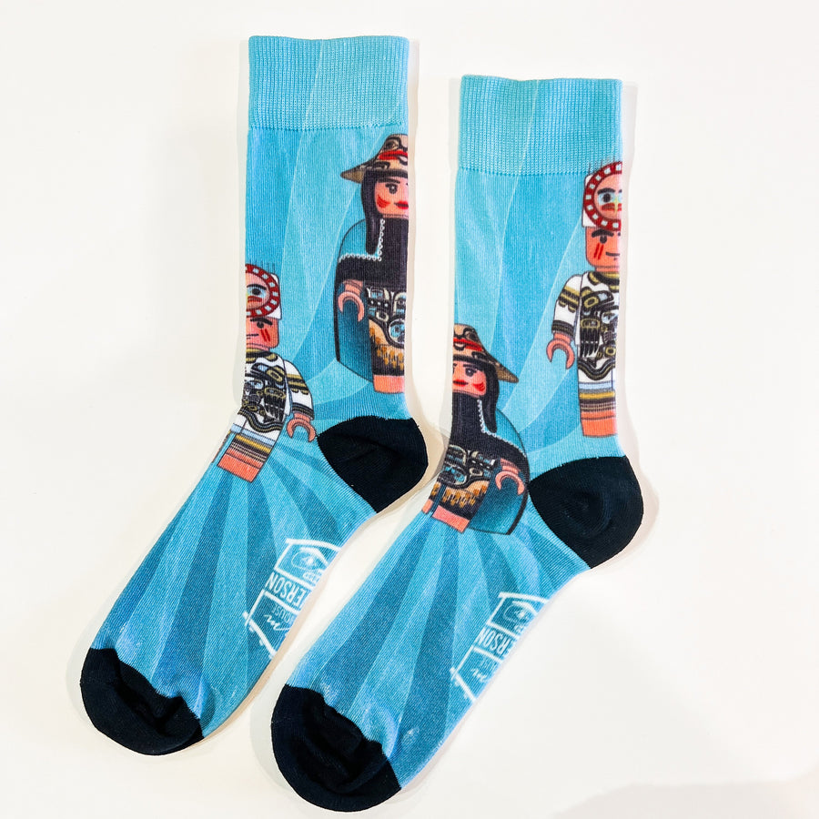 Native apparel socks by Indigenous artist in multicolours