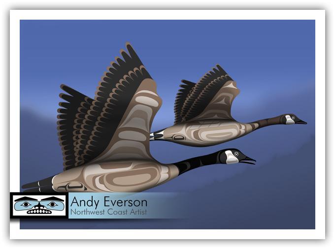 Native fine art print called Winter's Approach by indigenous artist Andy Everson