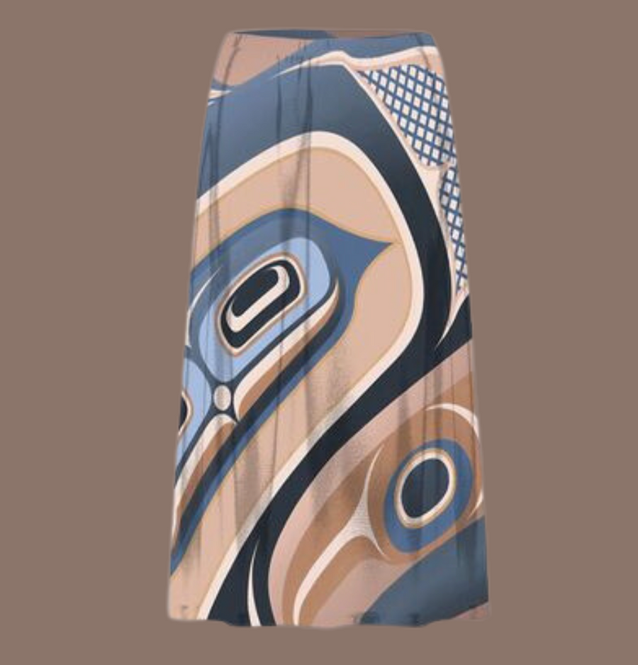 Womens skirt from the Coastal Cascades Collection created by indigenous artist