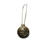 Close up of earrings silver moon or sun by indigenous artist 3