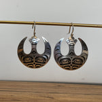 Close up of Rebel earrings by indigenous artist silver 4