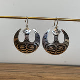 Close up of Rebel earrings by indigenous artist silver 4