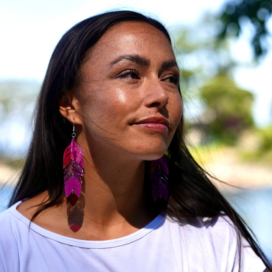 Dynamic Tiered Feather Acrylic Earrings