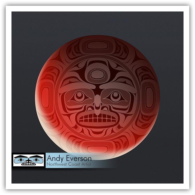 Native fine art print called Blood Moon by indigenous artist Andy Everson