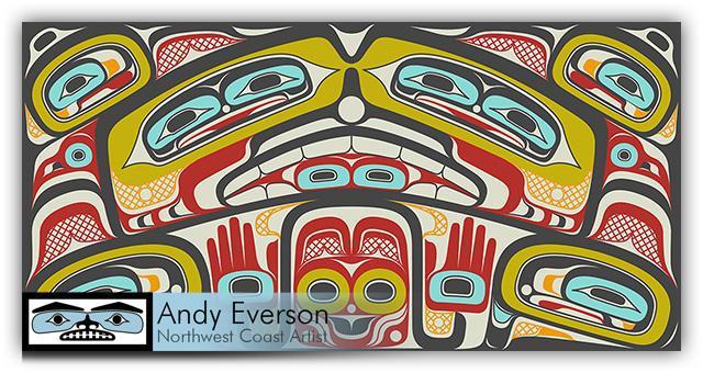 Native fine art print called Box of Treasures Canvas Series by indigenous artist Andy Everson
