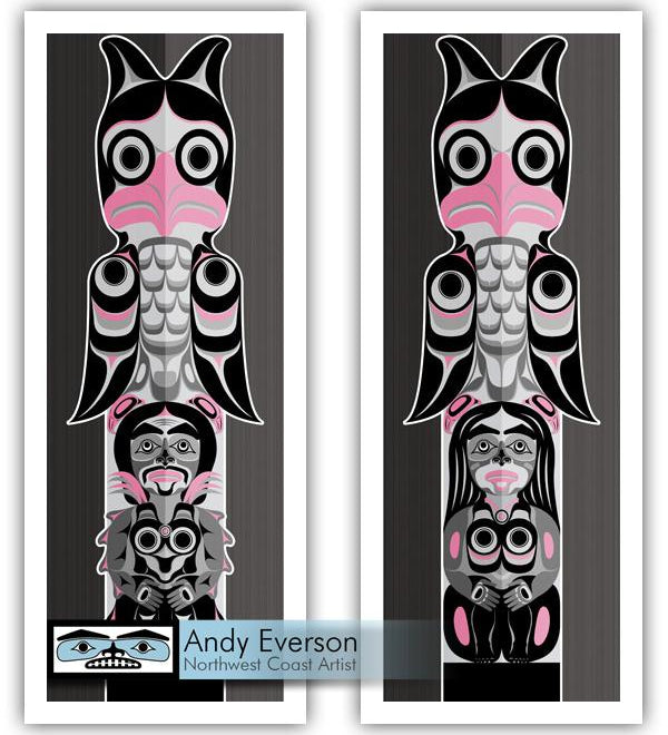 Native fine art print of Brother and Sister set III by indigenous artist Andy Everson