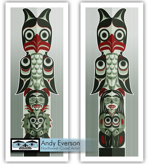Native fine art print of Brother and Sister set IV by indigenous artist Andy Everson