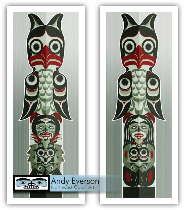 Native fine art print of Brother and Sister set IV by indigenous artist Andy Everson