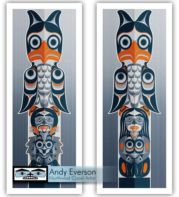 Native fine art print of Brother and Sister set V by indigenous artist Andy Everson