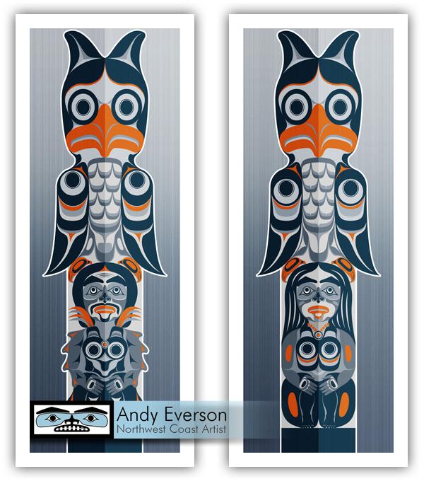 Native fine art print of Brother and Sister set V by indigenous artist Andy Everson