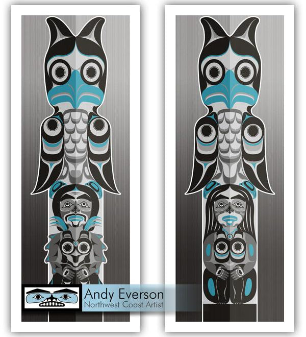 Native fine art print of Brother and Sister set VI by indigenous artist Andy Everson
