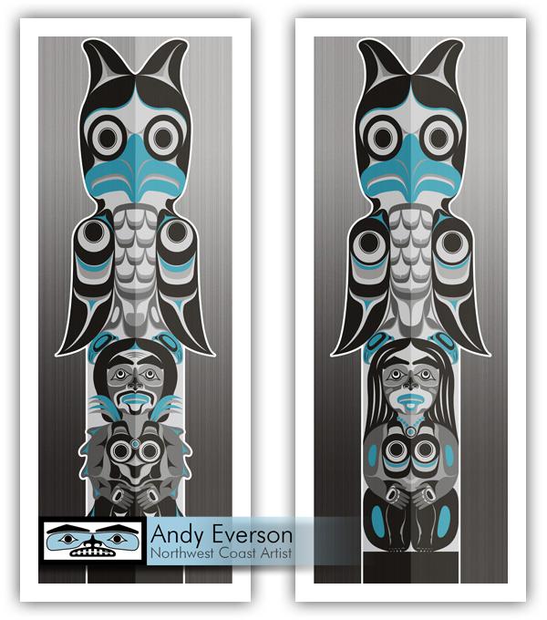 Native fine art print of Brother and Sister set VI by indigenous artist Andy Everson