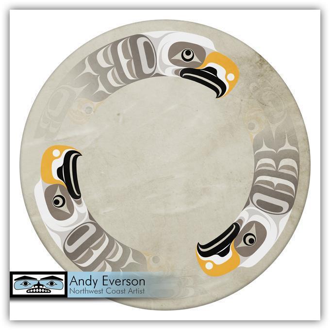 Native fine art print called Eagle Drum by indigenous artist Andy Everson