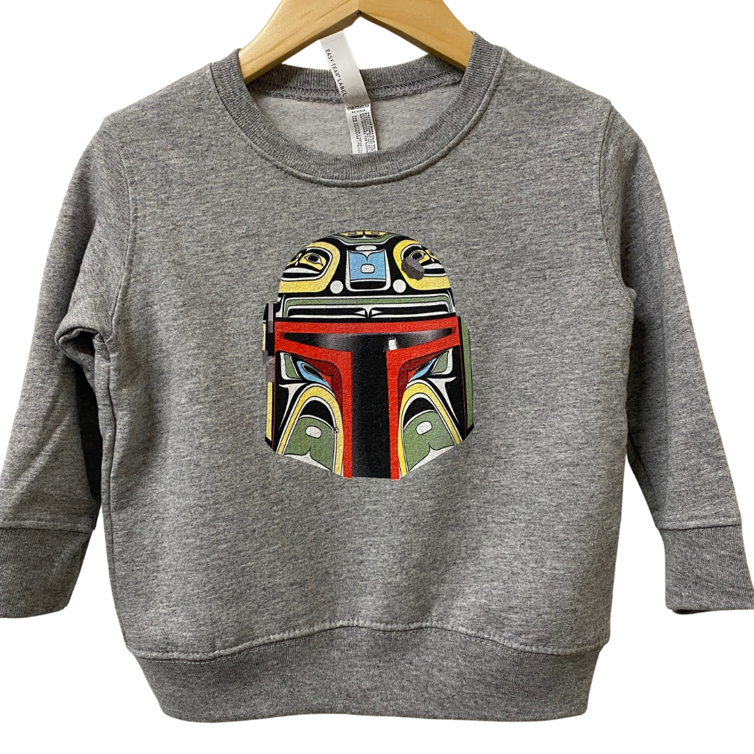 Front view of Native apparel kids sweatshirt called Resilient by Indigenous artist 2