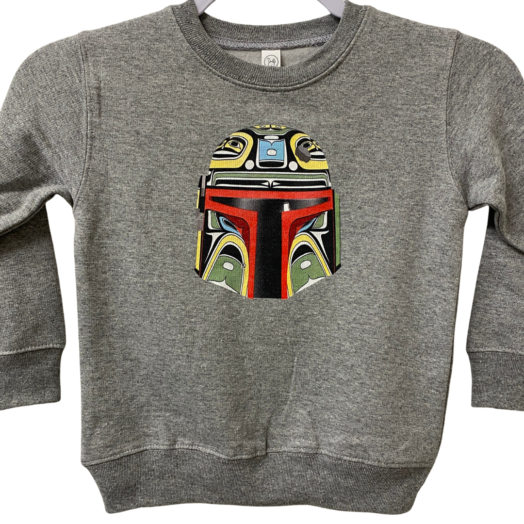 Front view of Native apparel kids sweatshirt called Resilient by Indigenous artist