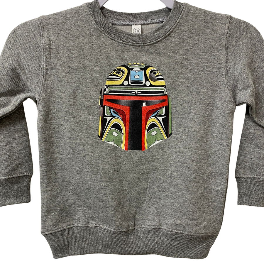 Front view of Native apparel kids sweatshirt called Resilient by Indigenous artist