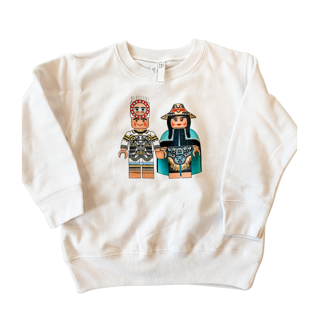 Front view of Native apparel kids sweatshirt called Indige Fig by Indigenous artist