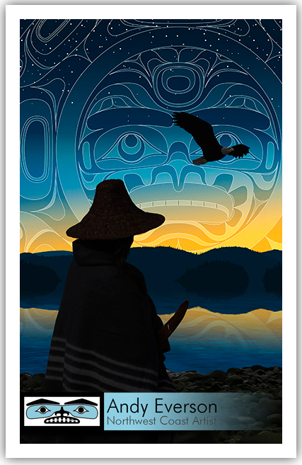 Native fine art print called Gathering Strength by indigenous artist Andy Everson