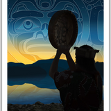 Native fine art print called Greeting the Day by indigenous artist Andy Everson