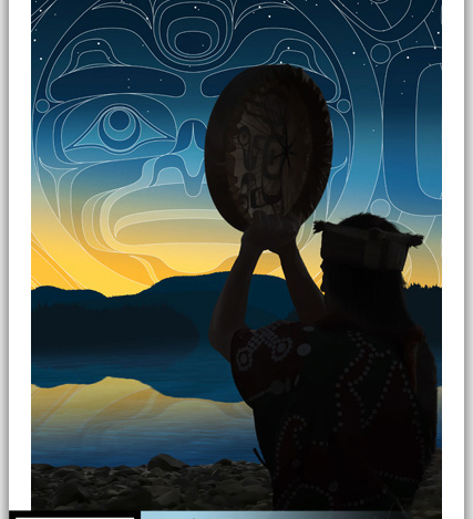 Native fine art print called Greeting the Day by indigenous artist Andy Everson