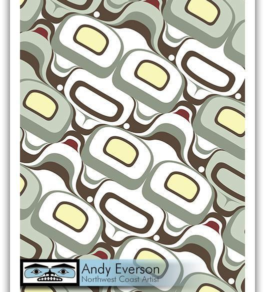 Native fine art print called Na̱wiła ła̱nx̱a by indigenous artist Andy Everson