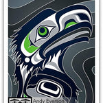 Native fine art print called Hawks by indigenous artist Andy Everson