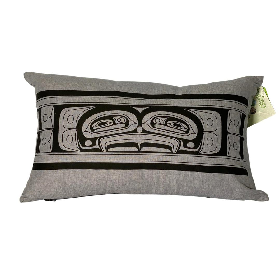 Close up of hemp pillow by indigenous artist home decor 12