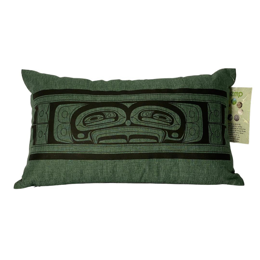 Close up of hemp pillow by indigenous artist home decor 14