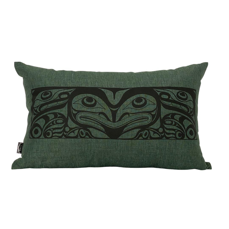 Close up of hemp pillow by indigenous artist home decor 6
