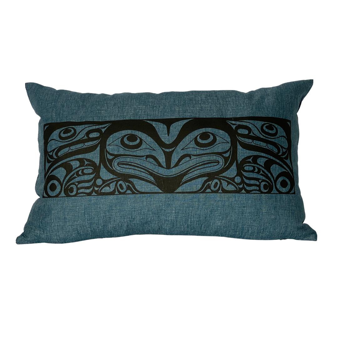 Close up of hemp pillow by indigenous artist home decor 8