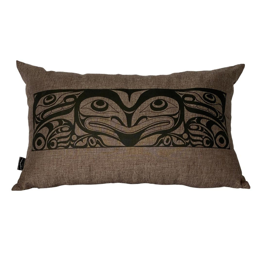Close up of hemp pillow by indigenous artist home decor 9