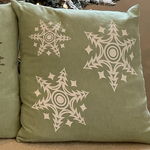 Close up of holiday pillow by indigenous artist home decor cream 4