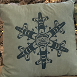 Close up of holiday pillow by indigenous artist home decor cream 5