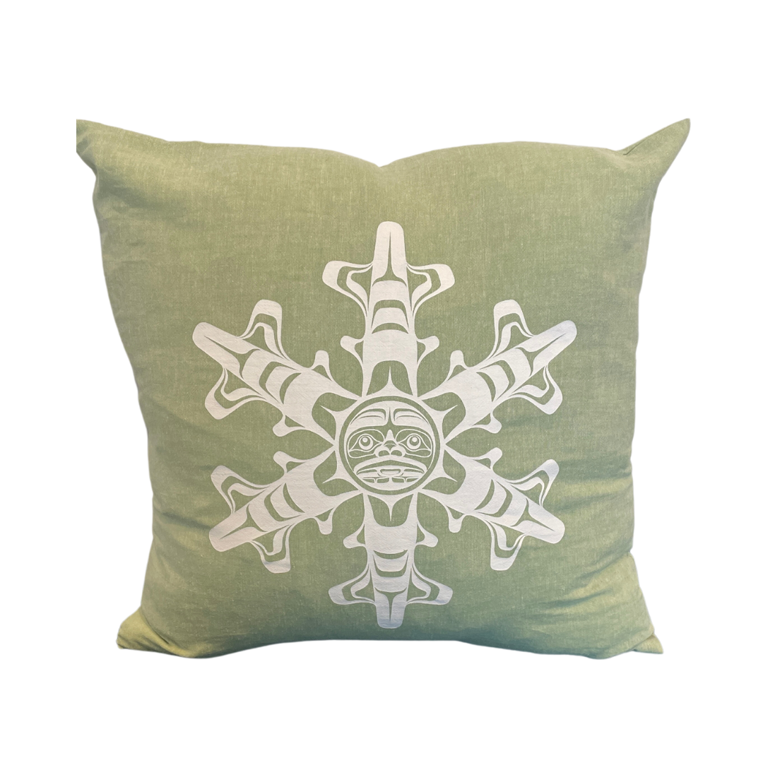 Close up of holiday pillow by indigenous artist home decor 3