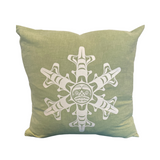Close up of holiday pillow by indigenous artist home decor 3