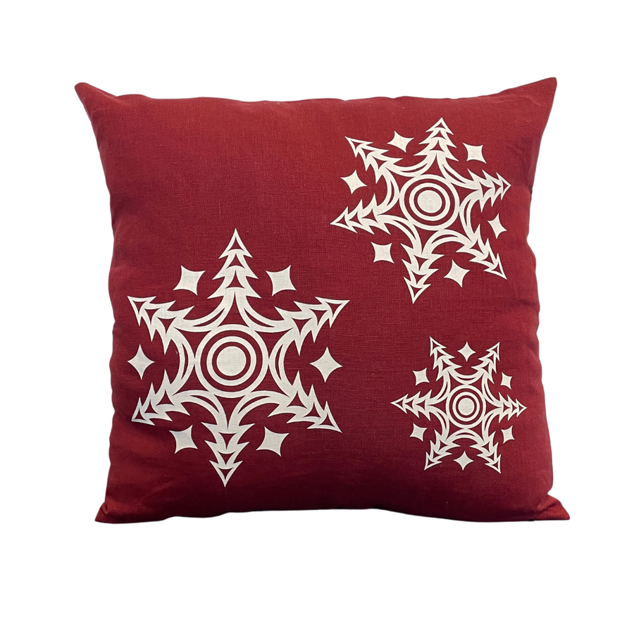Close up of holiday pillow by indigenous artist home decor 5