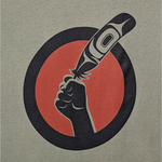 Logo of T-shirt called Idle No More by indigenous artist Andy Everson