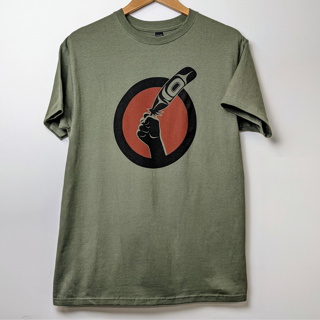 Native apparel T-shirt called Idle No More by indigenous artist Andy Everson