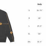 Size chart of Indigenize everything sweatshirt by indigenous artist