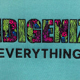 Closeup of Indigenize everything sweatshirt by indigenous artist