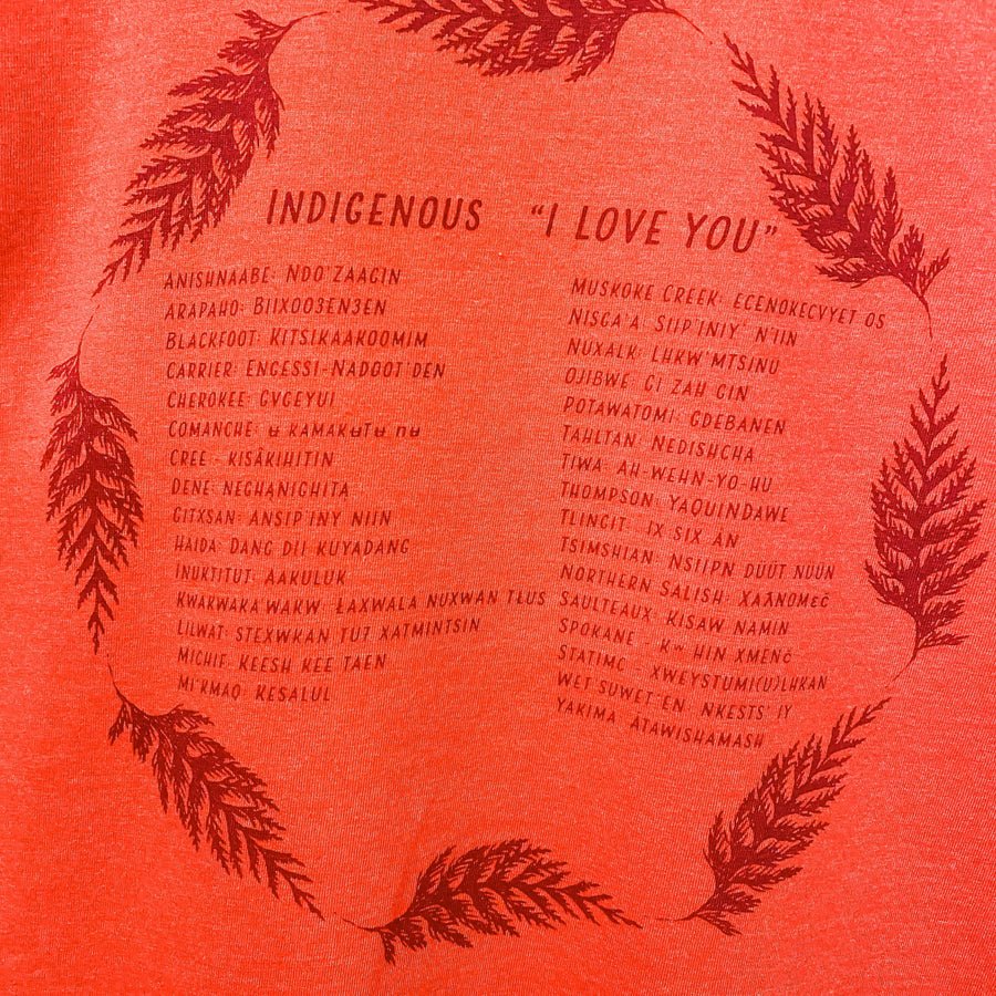 Close up of I LOVE YOU Unisex T-shirt by indigenous artist