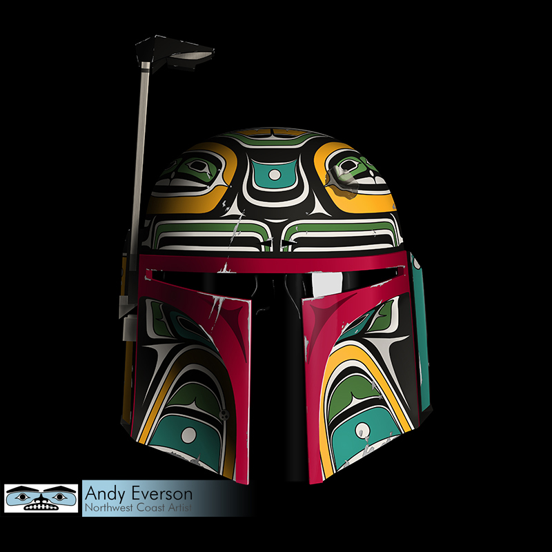 Native fine art mask series II called Resolute by indigenous artist Andy Everson