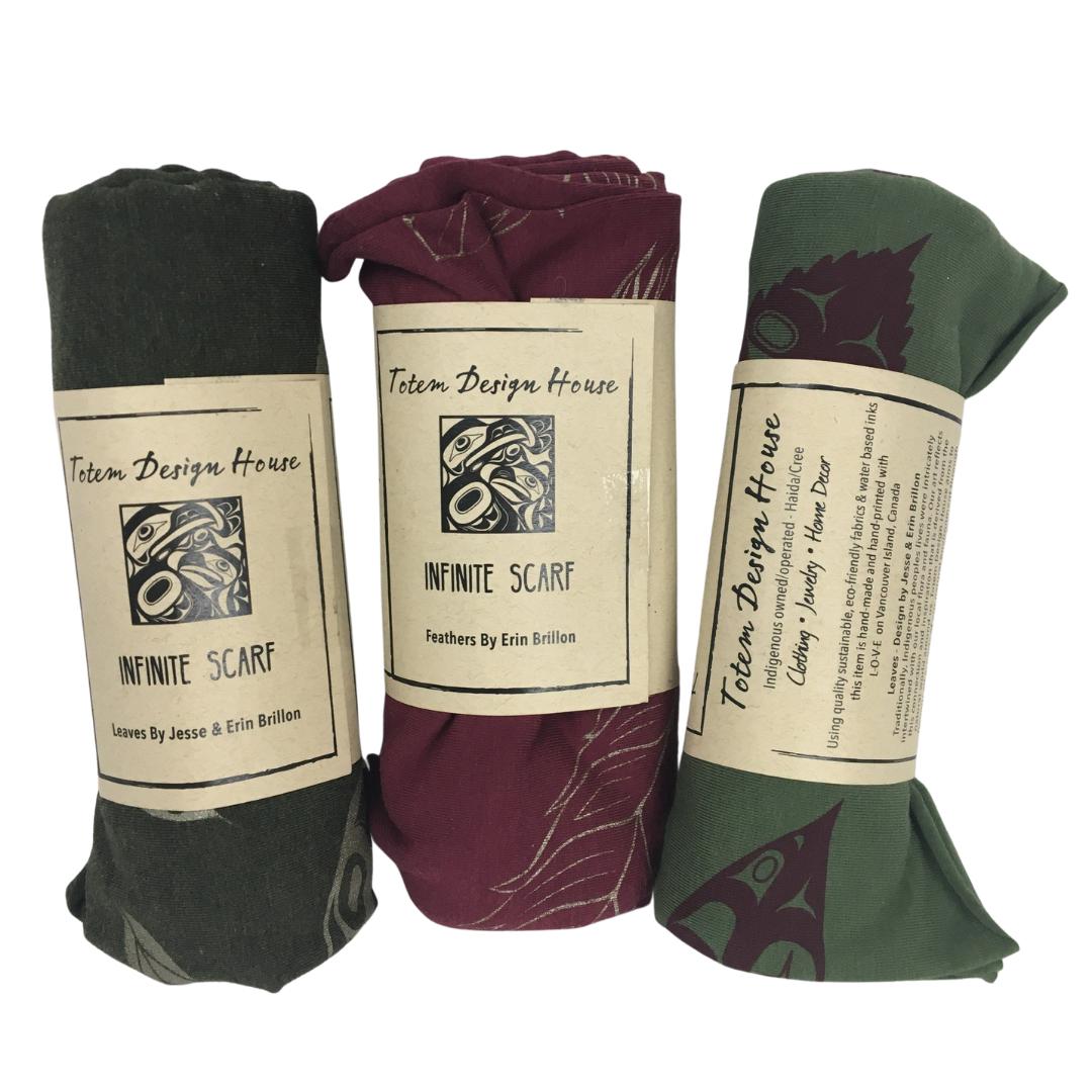 Womens infinity scarf by indigenous artist leaf pattern bundle pack