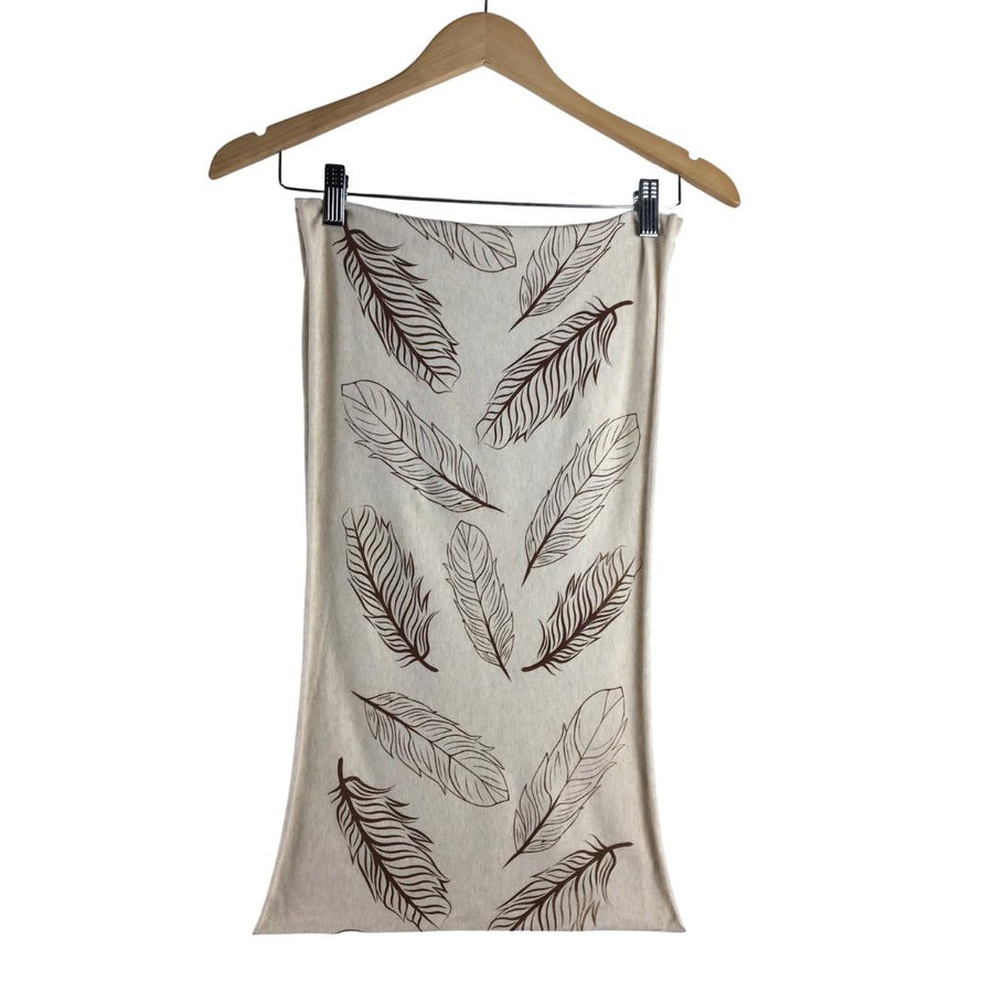 Womens infinity scarf by indigenous artist leaf pattern in oatmeal 2