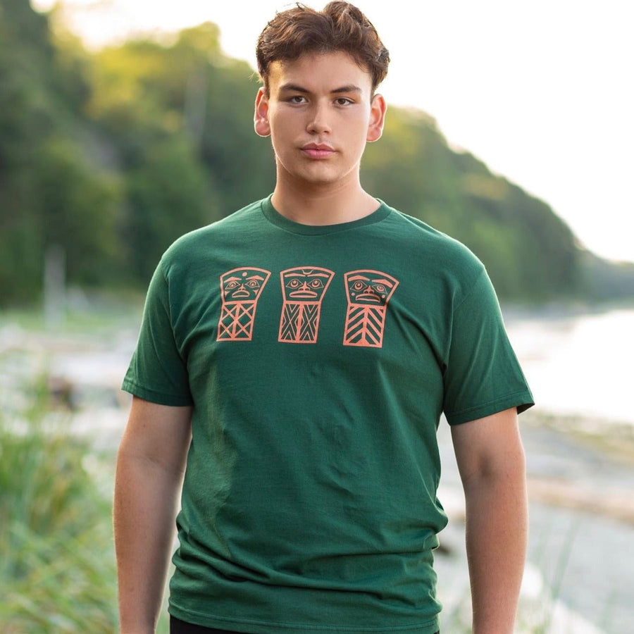 Model wearing Native apparel Culture is My Wealth unisex t-shirt by Indigenous artist