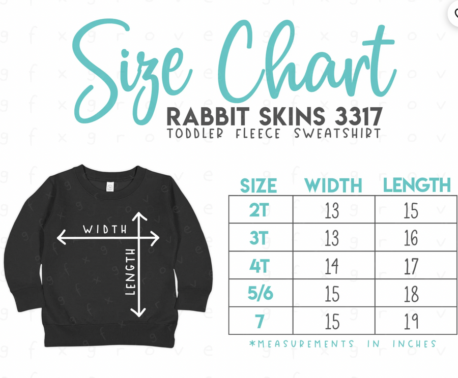 Native apparel kids sweatshirt called Indige Fig by Indigenous artist size chart