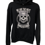 Front view of Native apparel unisex hoodie called Next Ancestors by Indigenous artist
