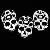 Close up view of ancestral skull unisex t-shirt by indigenous artist