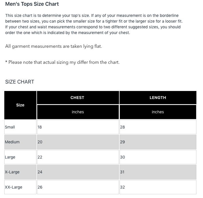 Unisex t-shirt featuring a sloth by indigenous artist size chart