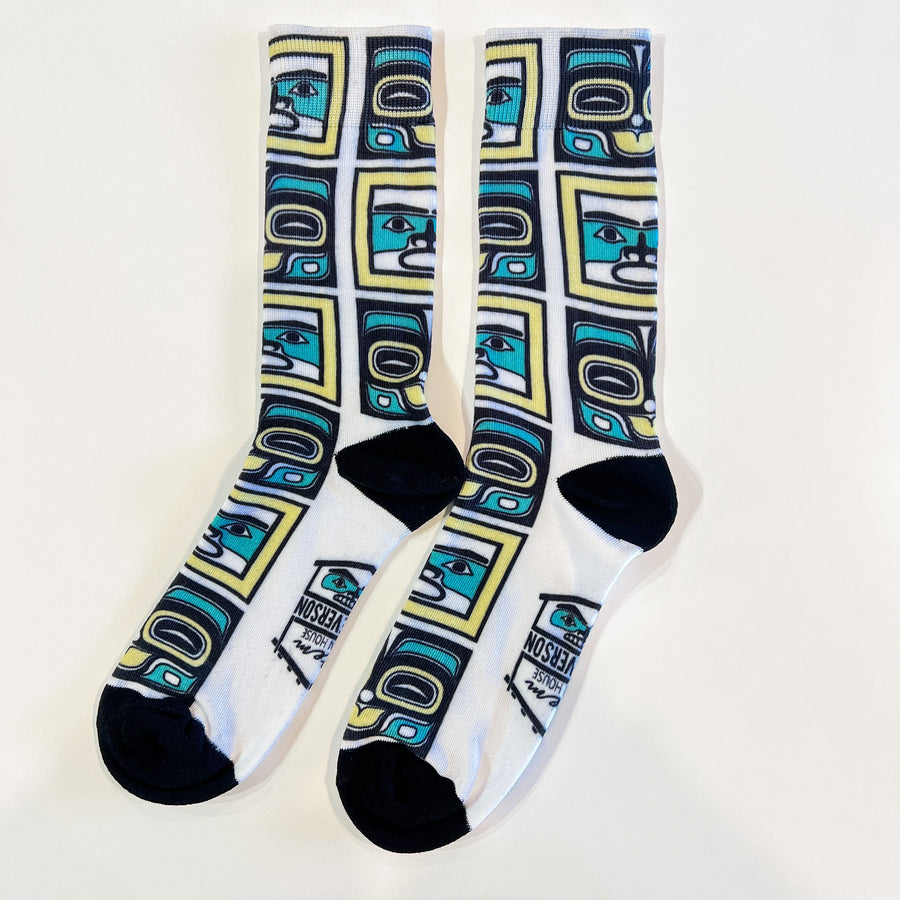 Native apparel socks by Indigenous artist in multicolours 4